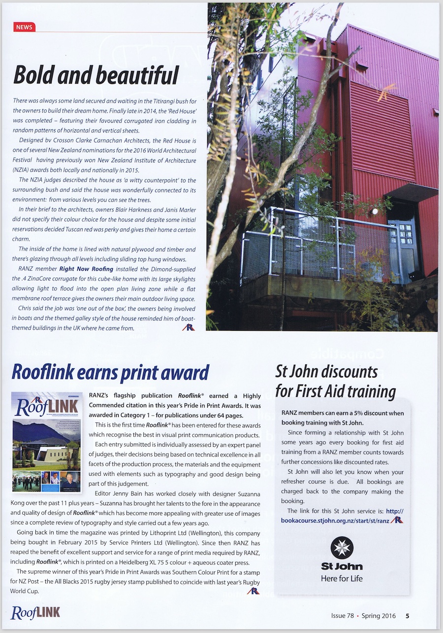 Spring 2016 magazine feature about the Red House